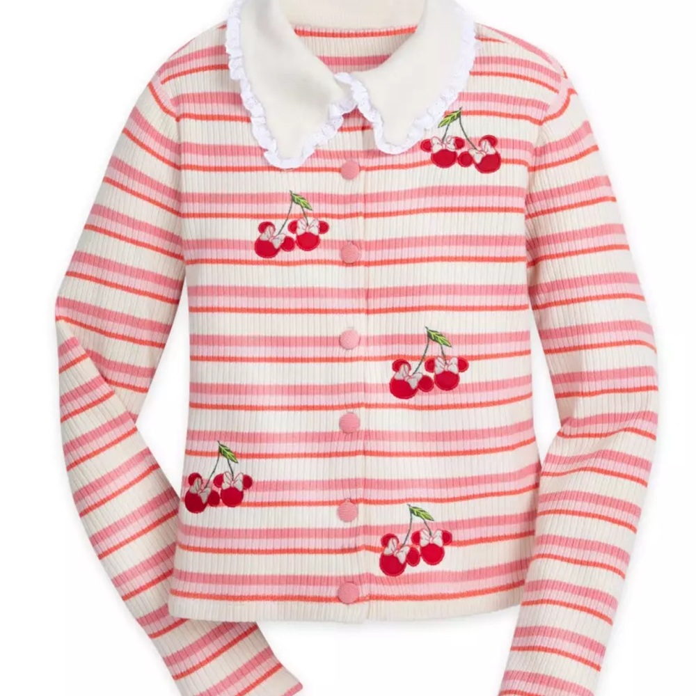 Cherry Embroidered Striped Sweater